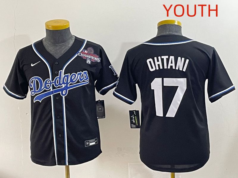 Youth 2025 Los Angeles Dodgers #17 Ohtani Black Three generations Fashion Nike MLB Jersey style 8->youth mlb jersey->Youth Jersey
